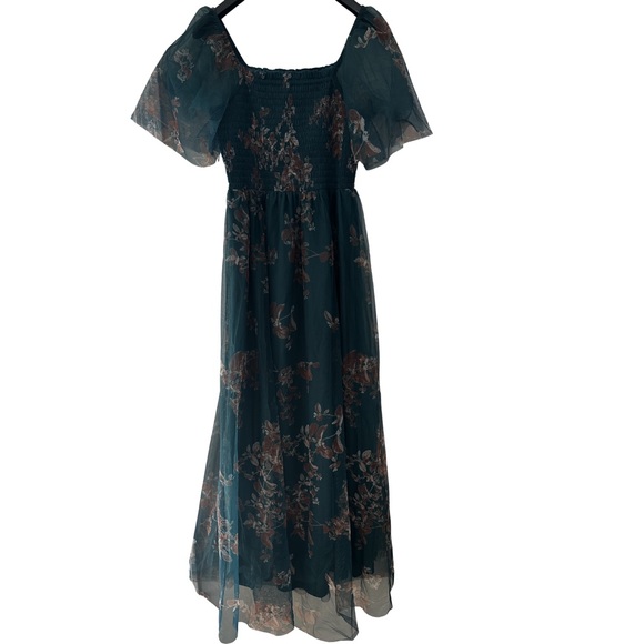 Baltic Born Dresses & Skirts - NWT Baltic Born Cassandra Tulle Maxi Dress Floral L Green Bronze Wedding Guest